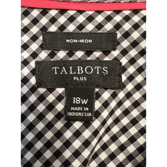 Talbots Gingham Check Button-down Blouse Womens 18W Black & White Fall Festival - Picture 8 of 17